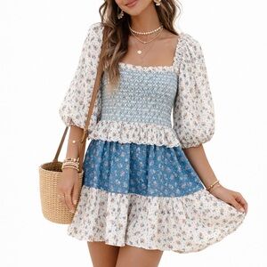 LoveShackFancy Shaw Dress Size Medium Floral Cottagecore Boho Smocked Soft Girl